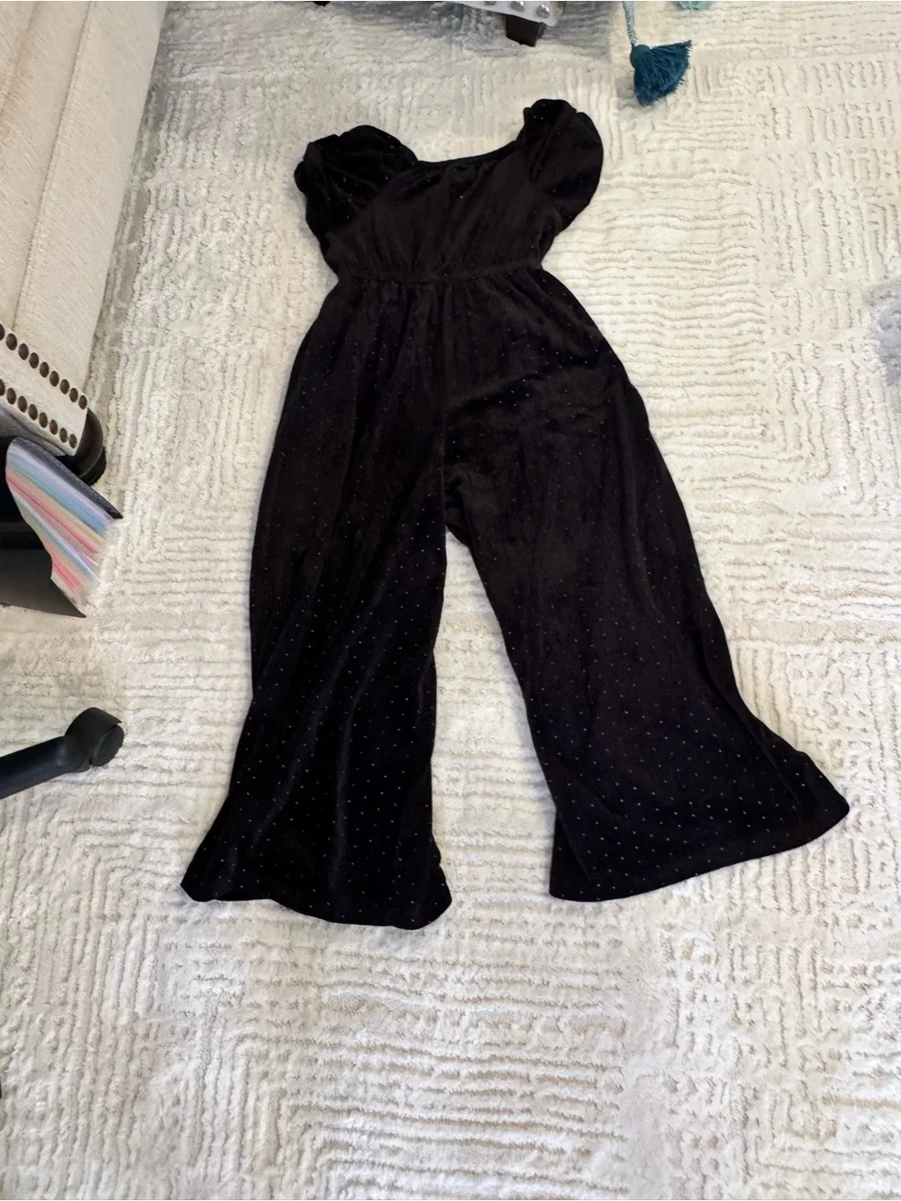 Tahari Black Wide-Leg Jumpsuit with Subtle Rhinestones